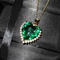 Imitation Natural Tanzanite Sapphire Heart Of The Sea Pendant Emerald Cut Heart-shaped Colorful Treasure Necklace sku image 5