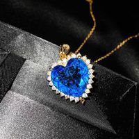 Imitation Natural Tanzanite Sapphire Heart Of The Sea Pendant Emerald Cut Heart-shaped Colorful Treasure Necklace sku image 3