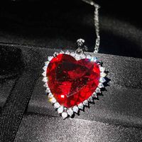 Imitation Natural Tanzanite Sapphire Heart Of The Sea Pendant Emerald Cut Heart-shaped Colorful Treasure Necklace sku image 6