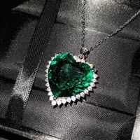 Imitation Natural Tanzanite Sapphire Heart Of The Sea Pendant Emerald Cut Heart-shaped Colorful Treasure Necklace sku image 8