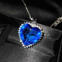 Imitation Natural Tanzanite Sapphire Heart Of The Sea Pendant Emerald Cut Heart-shaped Colorful Treasure Necklace sku image 7