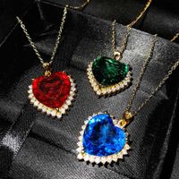 Imitation Natural Tanzanite Sapphire Heart Of The Sea Pendant Emerald Cut Heart-shaped Colorful Treasure Necklace sku image 1