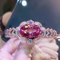 Luxury Imitation Natural Pink Morganite Bracelet Diamond Luxury Jewelry Bracelet sku image 1