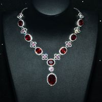 Imitation Natural Ruby Necklace Fashion Luxury High-end Jewelry Bracelet Earrings Ring Pendant sku image 4
