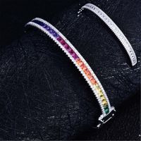 Light Luxury Color Treasure Bracelet Double-sided Micro-inlaid High Carbon Diamond Zircon Colorful Tourmaline Buckle Bracelet sku image 1