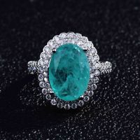 New Live Broadcast Popular Imitation Natural Palaiba Ring Micro-inlaid Full Diamond High Carbon Diamond Pear-shaped Open Ring For Women sku image 7