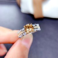 Moissan Diamond Ring Hearts And Arrows High Carbon Diamond Pink Color Treasure Ring sku image 2
