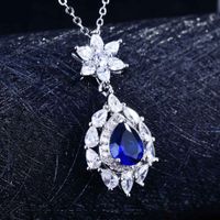 European And American Luxury Imitation Natural Tanzanite Blue Jewellery Drop-shaped Diamond Earrings, Colorful Ring Pendants sku image 2