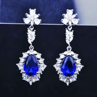 European And American Luxury Imitation Natural Tanzanite Blue Jewellery Drop-shaped Diamond Earrings, Colorful Ring Pendants sku image 3