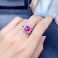 Imitation Natural Pink Topaz Set Ring Pendant Earrings Firework Cut High Carbon Diamond Necklace sku image 2