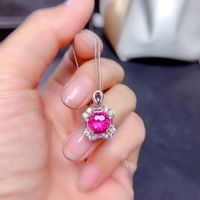 Imitation Natural Pink Topaz Set Ring Pendant Earrings Firework Cut High Carbon Diamond Necklace sku image 3