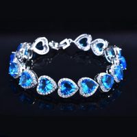 European And American Luxury Super Flash High Carbon Diamond Heart-shaped Bracelet sku image 1