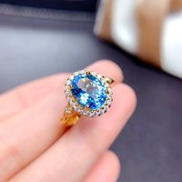Internet Celebrity Tik Tok Live Stream Ornament Imitation Natural Colored Gems Topaz Amethyst Citrine Olivine Ring sku image 1