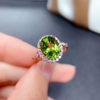 Internet Celebrity Tik Tok Live Stream Ornament Imitation Natural Colored Gems Topaz Amethyst Citrine Olivine Ring sku image 2