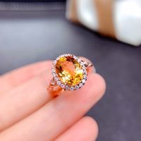 Internet Celebrity Tik Tok Live Stream Ornament Imitation Natural Colored Gems Topaz Amethyst Citrine Olivine Ring sku image 4