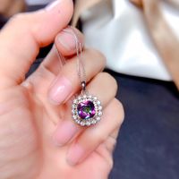 Internet Celebrity Live Streaming Imitation Natural Colorful Crystal Stone Suit Sky Blue Topaz Necklace Ring Eardrops Stud Earrings Female sku image 3