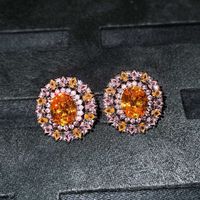 Haute Couture Jewelry Luxury Full Diamond Set Lucky Yellow Diamond Color Treasure Ring Earrings Necklace sku image 3