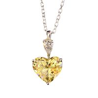 Temperament Light Luxury Niche Simple Love Personality Yellow Zircon Pendant Imitation Moissan Diamond Necklace sku image 1