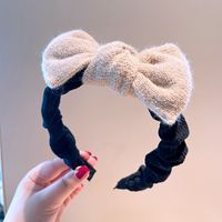 South Korea's Dongdaemun Autumn And Winter New Knitted Bowknot Contrasting Color Headband Western Simple Temperament Pressure Hair Sweet Headband sku image 2