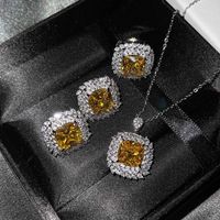 The New Luxury Color Treasure Set Inlaid With Ascher Yellow Diamonds Topa Blue Argyle Powder Ring Earrings Pendant main image 5