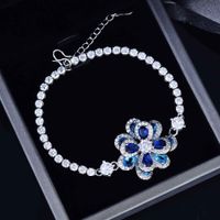 European And American Temperament Color Zircon Flower Earrings Simple Three-dimensional Camellia Pendant Open Ring main image 3