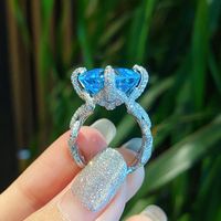 Haute Couture Jewelry Inlay Craft Imitation Natural Aquamarine Topaz Ring main image 5