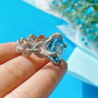 Haute Couture Jewelry Inlay Craft Imitation Natural Aquamarine Topaz Ring main image 4