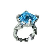 Haute Couture Jewelry Inlay Craft Imitation Natural Aquamarine Topaz Ring main image 3