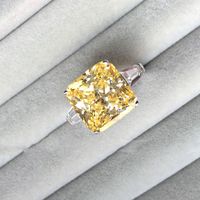 Super Flash Ascut Yellow Diamond Open Ring Luxury Simulation Zircon Square Diamond Engagement Ring main image 3