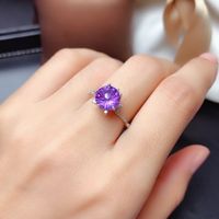New Amethyst Rings Pendants Earings Set Fire Flash Fireworks Cutting Amethyst Necklace Pt950 Platinum main image 5