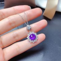 New Amethyst Rings Pendants Earings Set Fire Flash Fireworks Cutting Amethyst Necklace Pt950 Platinum main image 4