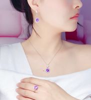 New Amethyst Rings Pendants Earings Set Fire Flash Fireworks Cutting Amethyst Necklace Pt950 Platinum main image 2