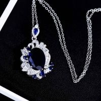 Couture Jewelry Design Royal Sapphire Set Imitation Natural Tanzanite Color Treasure Earrings Pendant Necklace Women main image 4