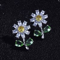 Super Flash High Carbon Diamond Small Daisy Small Flower Earrings Chrysanthemum Earrings main image 6
