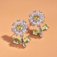 Super Flash High Carbon Diamond Small Daisy Small Flower Earrings Chrysanthemum Earrings main image 5