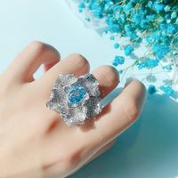 Luxury Full Diamond Aquamarine Swiss Blue Topaz Flower Dove Egg Necklace Pendant main image 6