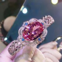 Luxus Nachahmung Natürliches Rosa Morganit Armband Diamant Luxus Schmuck Armband main image 3