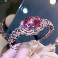 Luxury Imitation Natural Pink Morganite Bracelet Diamond Luxury Jewelry Bracelet main image 4
