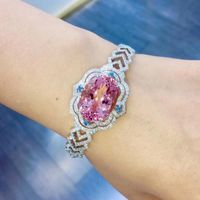 Luxury Imitation Natural Pink Morganite Bracelet Diamond Luxury Jewelry Bracelet main image 6