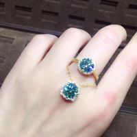 3 Carat Hearts And Arrows High Carbon Diamond Plated Imitation Blue-green Moissan Diamond Pendant Ring Earrings main image 3
