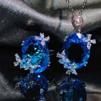 Haute Couture Jewelry Super Fairy Butterfly Open Ring Candy Series Aquamarine Necklace Color Treasure Pendant main image 6