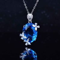 Haute Couture Jewelry Super Fairy Butterfly Open Ring Candy Series Aquamarine Necklace Color Treasure Pendant main image 3