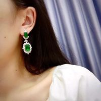 New Luxury Inlaid Imitation Natural Emerald Diamond Earrings main image 5