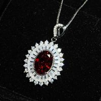 New Luxury Full Zirconium Pomegranate Ruby Set Net Red Recommended High-end Jewelry Open Ring Pendant Necklace main image 4