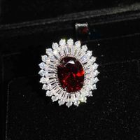 New Luxury Full Zirconium Pomegranate Ruby Set Net Red Recommended High-end Jewelry Open Ring Pendant Necklace main image 5