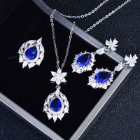 European And American Luxury Imitation Natural Tanzanite Blue Jewellery Drop-shaped Diamond Earrings, Colorful Ring Pendants main image 1