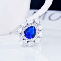 European And American Luxury Imitation Natural Tanzanite Blue Jewellery Drop-shaped Diamond Earrings, Colorful Ring Pendants main image 5