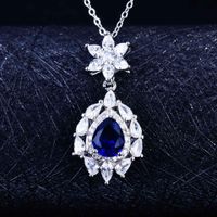 European And American Luxury Imitation Natural Tanzanite Blue Jewellery Drop-shaped Diamond Earrings, Colorful Ring Pendants main image 4