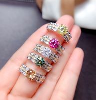 Moissan Diamond Ring Hearts And Arrows High Carbon Diamond Pink Color Treasure Ring main image 2