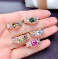 Moissan Diamond Ring Hearts And Arrows High Carbon Diamond Pink Color Treasure Ring main image 4